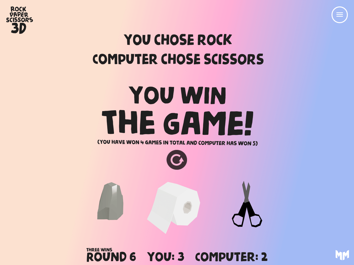 Rock Paper Scissors 3D screenshot